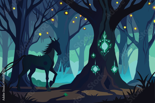 Glowing Symbols Adorn the Silhouetted Centaur's Form