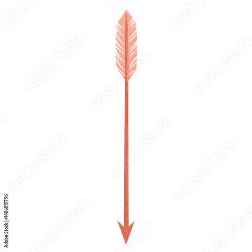 Modern Arrow with a Bold Silhouette in Soft Coral Isolated on Transparent Background