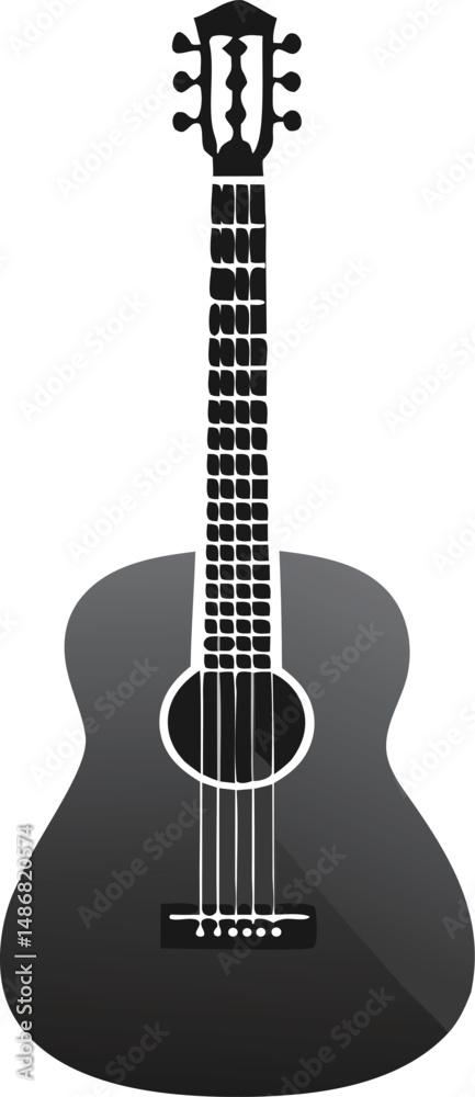Obraz premium Stylish black acoustic guitar with a glossy finish and elegant design.