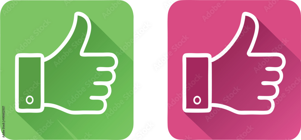 Two thumbs up icons on vibrant backgrounds symbolize approval and positivity. Two thumbs up icons on vibrant backgrounds symbolize approval and positivity.