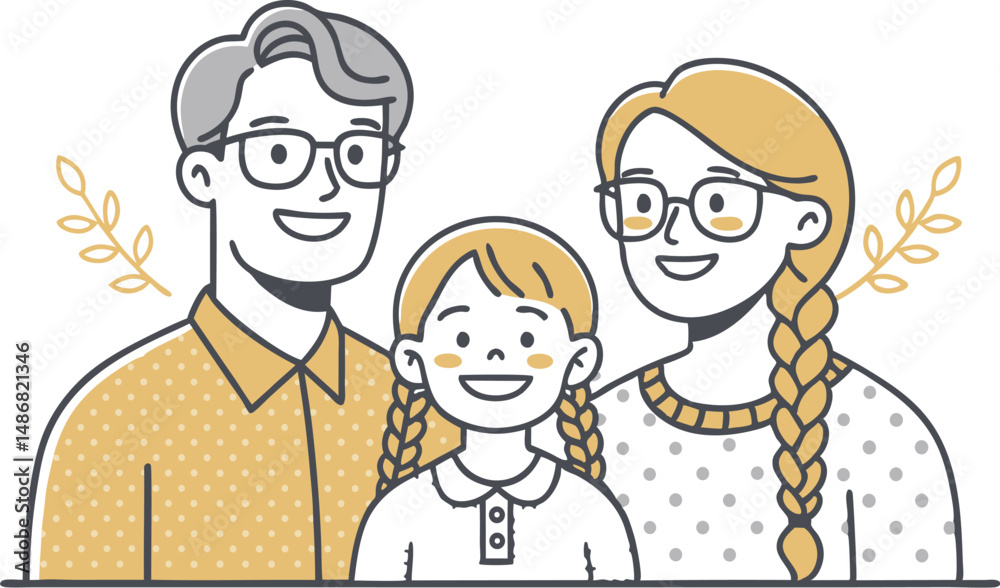 Happy family portrait featuring a smiling girl with her parents. Happy family portrait featuring a smiling girl with her parents.