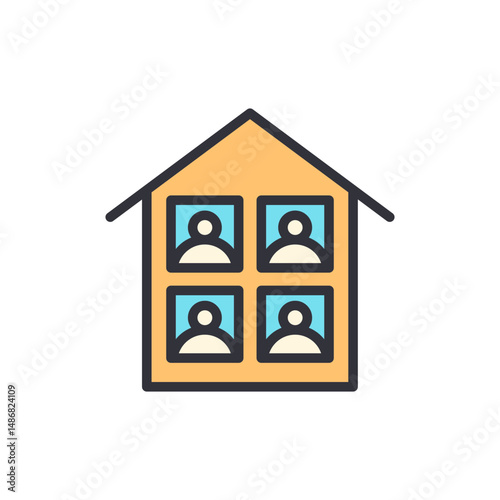 House Icon Representing Remote Work And Online Team Collaboration
