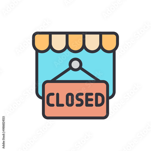 Closed Shop Sign Hanging From Storefront With Transparent Element