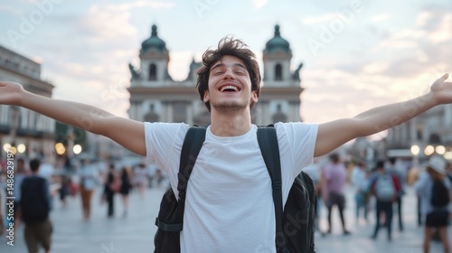 Young man happy outdoors