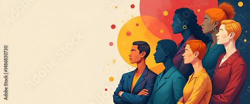Sophisticated Diversity Symbolic Art: Modern Digital Illustration & Iconography for Inclusive Corporate Representation in Photo Stock Concepts