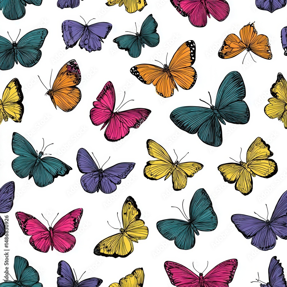 Colorful butterflies seamless pattern Colorful butterflies seamless pattern