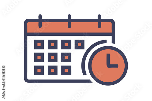 Calendar and Clock Icon Scheduling and Time Management