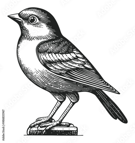 Detailed Vector Drawing of a Standing Bird Art Illustration