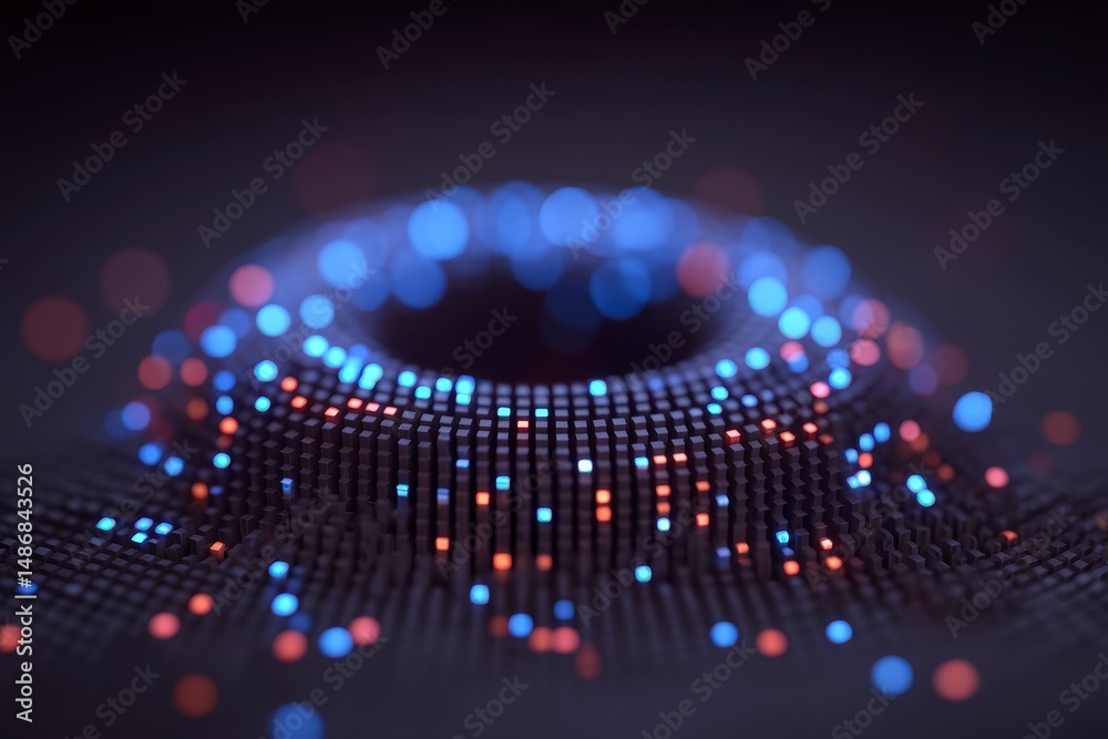 Obraz premium Abstract Glowing Data Stream AI Technology Digital Network Innovation