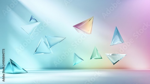 Free Download Floating glass triangles abstract geometric background - GFXLoad