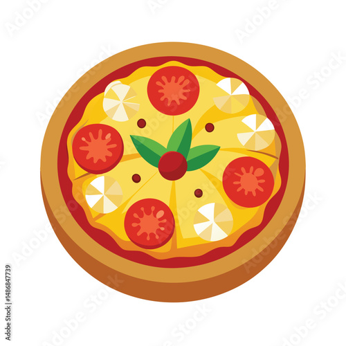 Delicious Hawaiian pizza vector art illustration