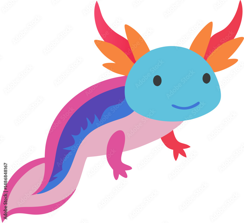 Obraz premium Axolotl icon Colorful vector on transparent background 