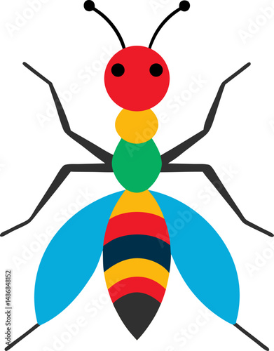 Ant icon Colorful vector on transparent background 