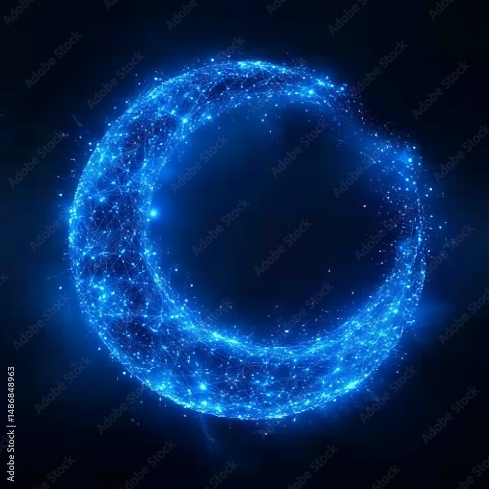 Obraz premium Glowing blue energy orb, particle effect