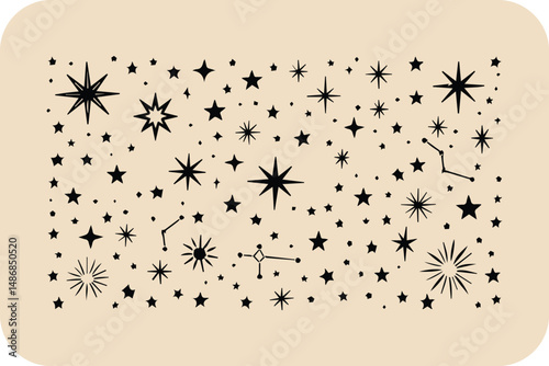 Hand Drawn Starry Night Sky Pattern Background