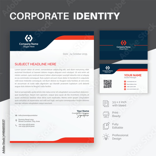 corporate identity letterhead and business card template