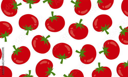Tomato vegetables seamless pattern. Decorative background with fresh vegetables. Fresh tomatoes, hand drawn seamless pattern