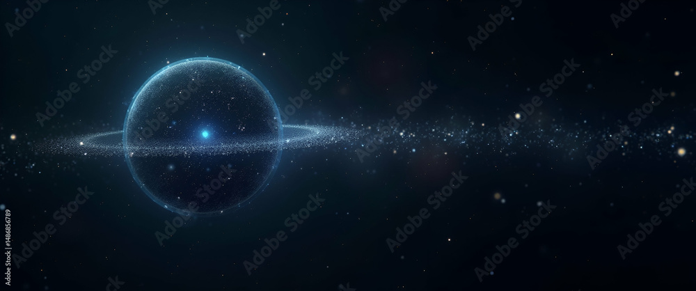 Obraz premium Present a sleek wallpaper design capturing dark matter research with extensive negative space and refined digital accents that denote advanced astrophysical experiments innovative detection methods an