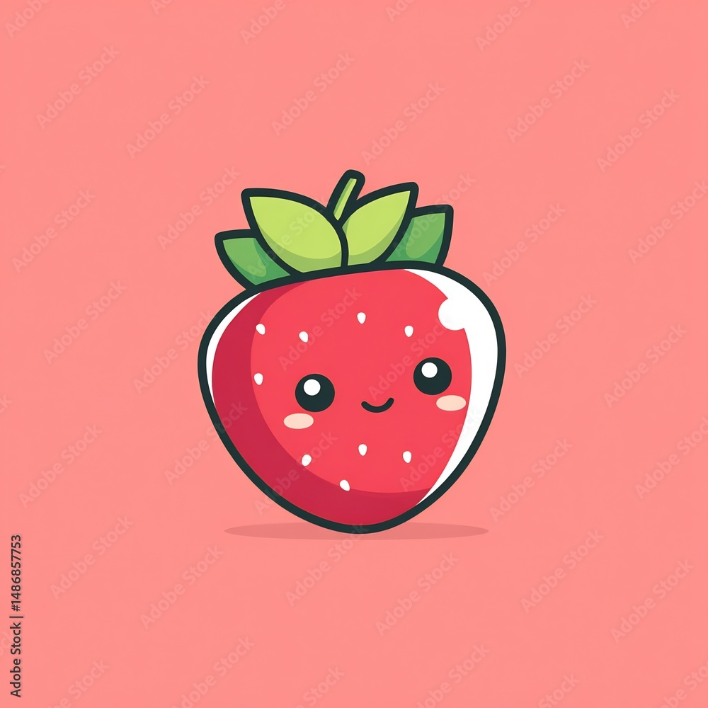 Obraz premium cute chibi strawberry with seeds icon