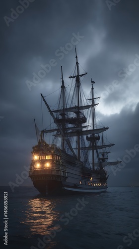 Wallpaper Mural Stormy Seas Galleons Night Voyage. Torontodigital.ca