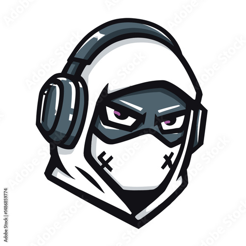 Character set of mysterious fighters with hoods and face covers in dynamic cartoon vector illustration great for action themed branding and concept art