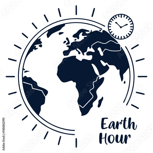  silhouette earth hour on white background