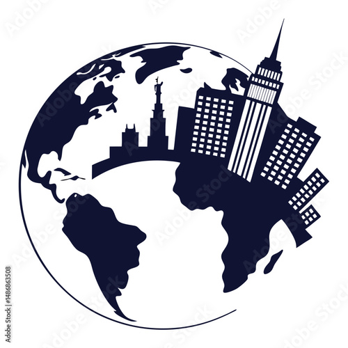  silhouette earth hour on white background