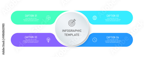 Infographic design with 4 steps of presentation workflow options