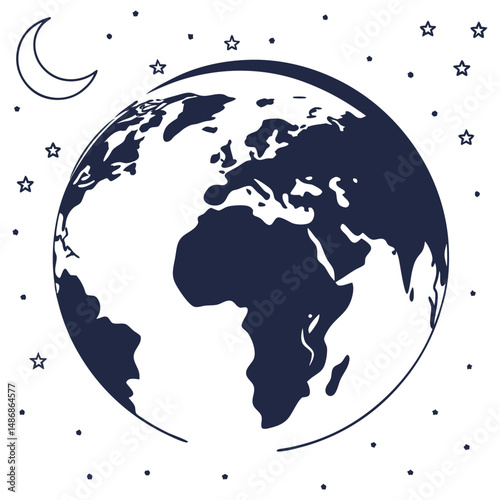  silhouette earth hour on white background