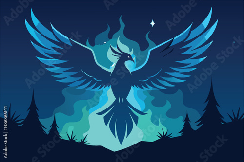 Luminescent Phoenix Illuminating the Night Sky with Grace and Beauty