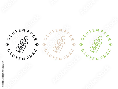 set of Gluten free label, symbol icon design vector, isolated on transparent background