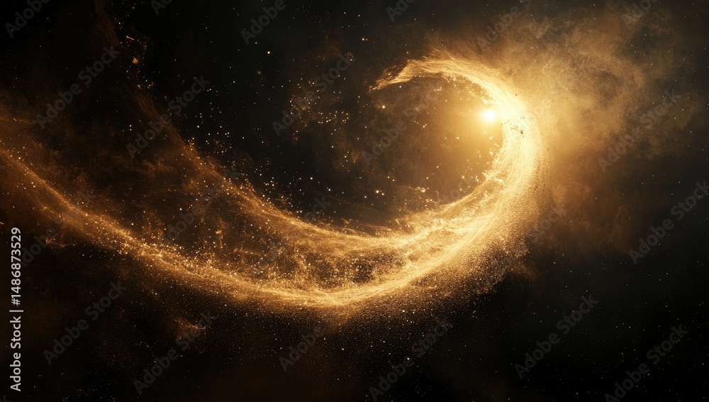 Obraz premium Cosmic Dust Swirl with Golden Nebula.