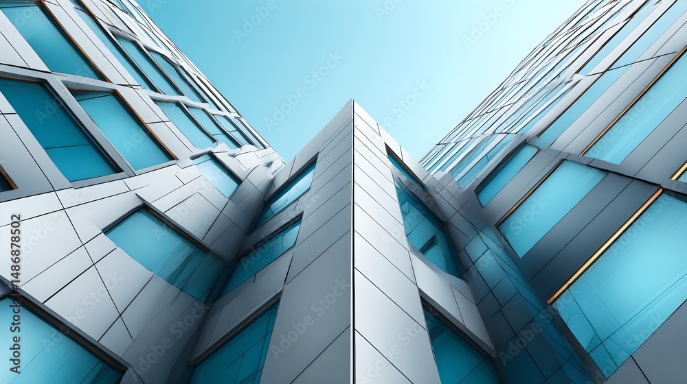 Obraz premium Impressive building facade with numerous showcasing modern architectural design