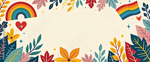 Elegant Pride Month LGBTQ+ Symbols: Refined Iconography & Vibrant Graphic Elements in High-Resolution Imagery for Culturally Inclusive Inspiration - Photo Stock Concept