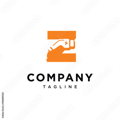 Letter Z Electric Vehicle Charging Plug Logo Icon Vector