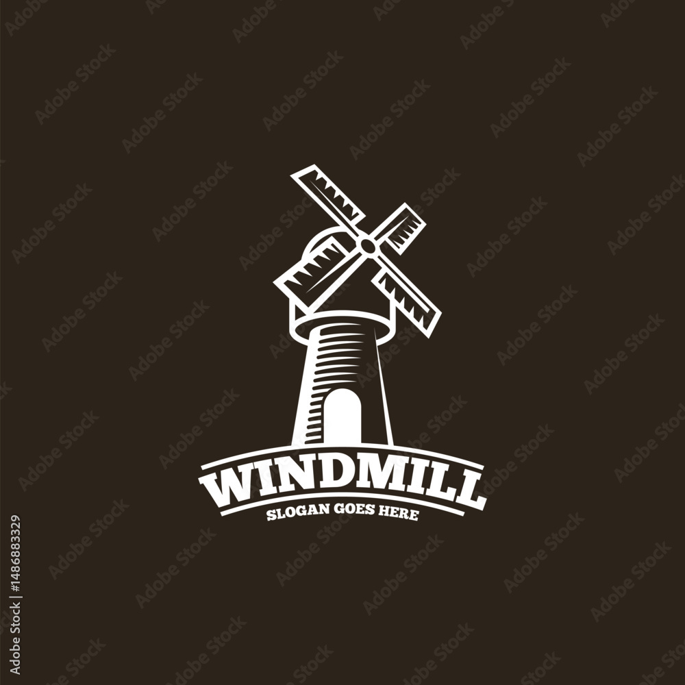 Windmill building logo design template Windmill building logo design template