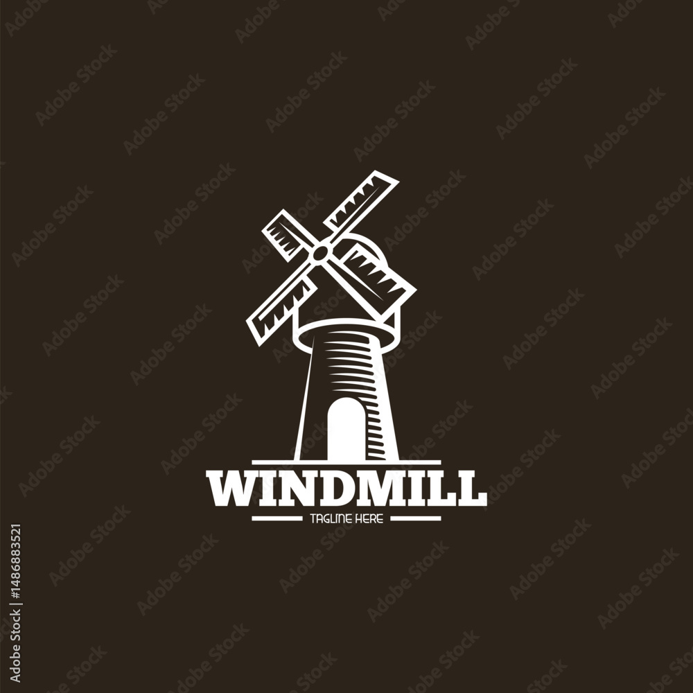 Obraz premium Windmill building logo design template