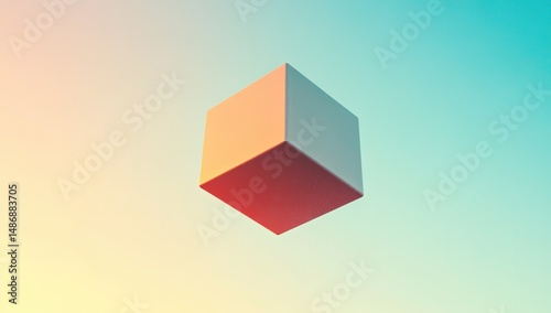 Floating Cube with Pastel Background.