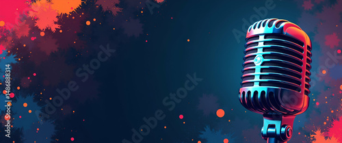 Design a compelling podcast promotional banner featuring bold graphics modern typography and striking visuals that capture the brand essence and drive audience engagement. in  Photo Stock  Concept  an