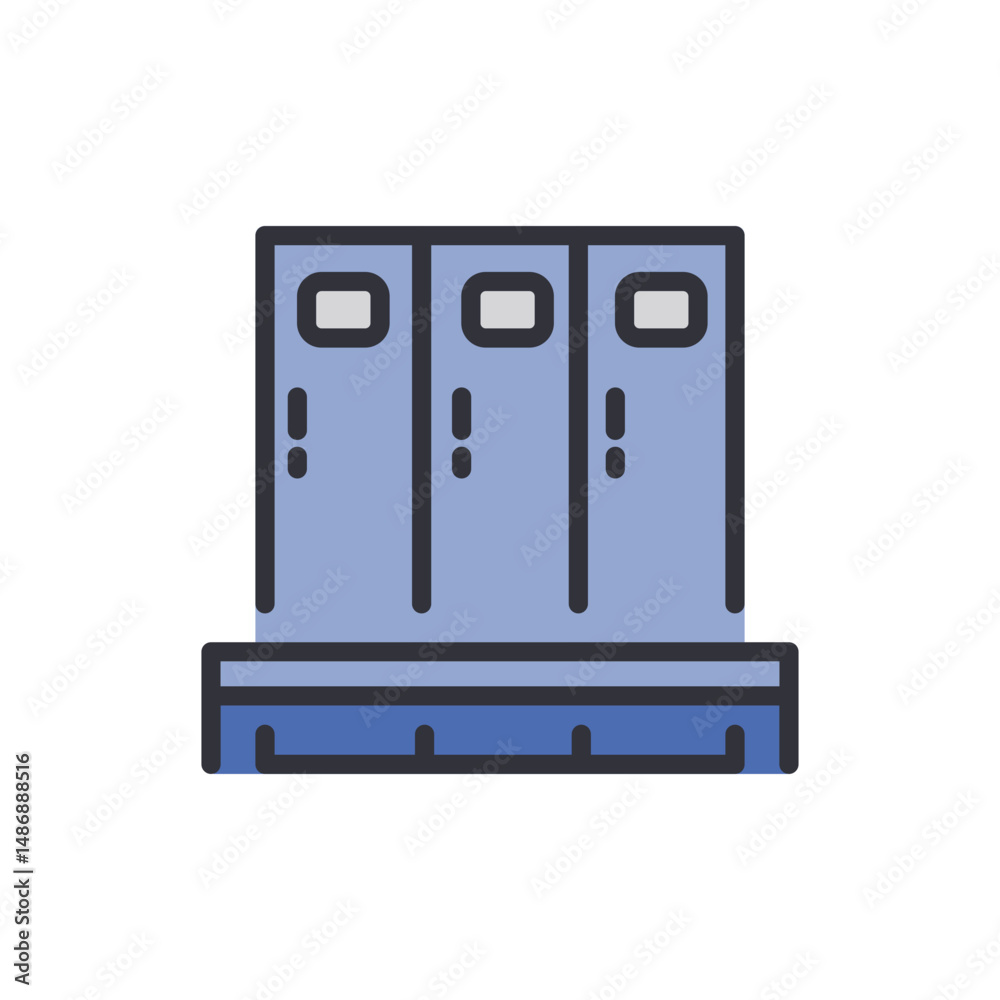 Fototapeta premium Stylized Depiction Of School Lockers With Blue And Gray Hues