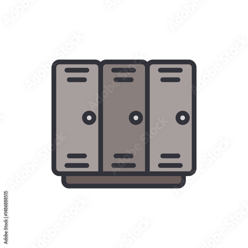Illustration Of Three Neutral Colored Lockers With Metal Hardware