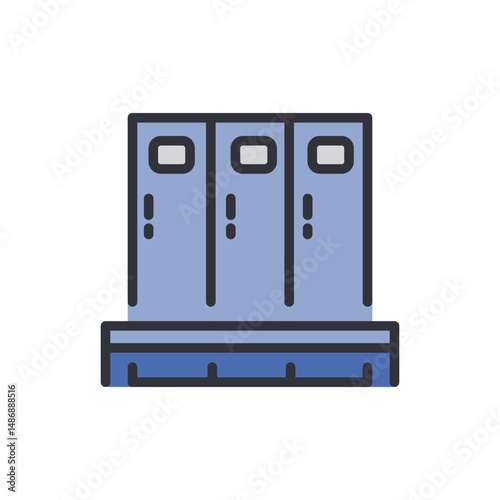 Stylized Depiction Of School Lockers With Blue And Gray Hues