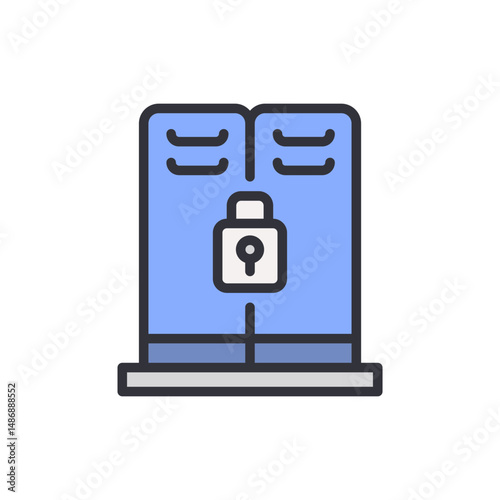 Stylized Illustration Of Lockers Secured With Padlock On Transparent View