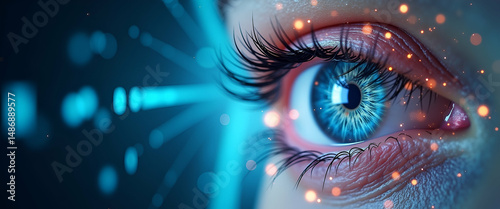 Eye and Digital Pixels Border Frame for World Sight Day: Conceptual Image Highlighting Vision and Technology with Copy Space