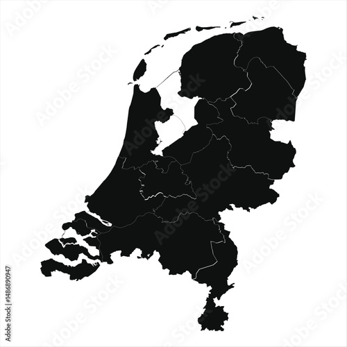Netherlands Layout with Province Borders 