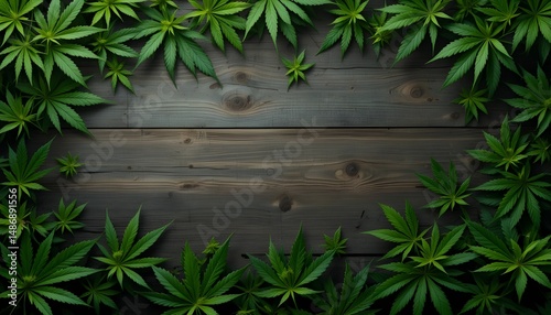 Natural Background with Lush Green Cannabis Hemp Leaves for 420 Day Celebration Theme