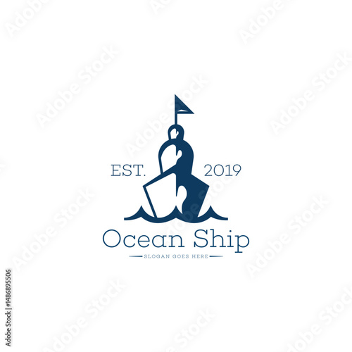 Ocean ship logo design template