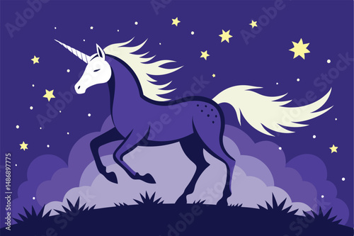 Ethereal Silhouette of a Unicorn Sprinkling Magic Across a Verdant Field