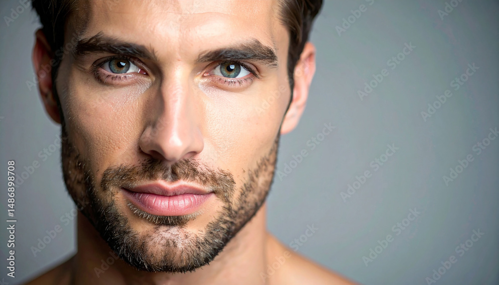 Obraz premium Graceful portraits of a man and a man with glowing skin and natural makeup. A concept suitable for beauty and skincare promotions. 