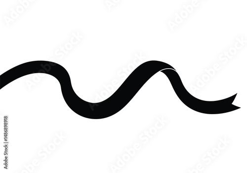 Ribbon silhouette. This image shows a black ribbon silhouette, a wavy strip with angled ends. Vector clipart illustration design.